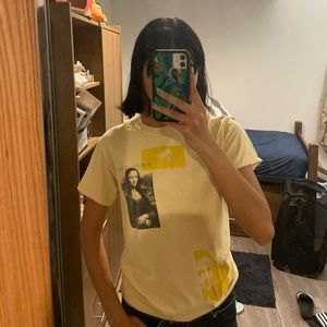 MAD engine Mona Lisa graphic yellow tee